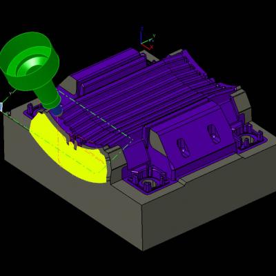 Lavorazione CAM 5 assi per tassello carro cassa motore elettrico software work-nc